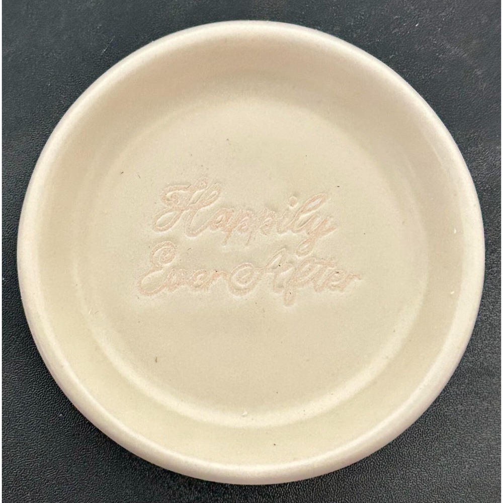 LOT OF 27 - HAPPILY EVER AFTER Cream Ceramic Wedding Ring Dish‎ 3" Diameter